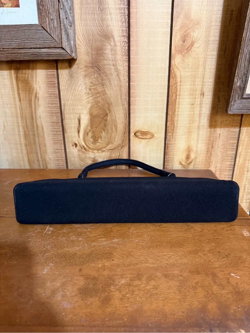 Classic vintage Black Top-Handle Felt Women's Bag